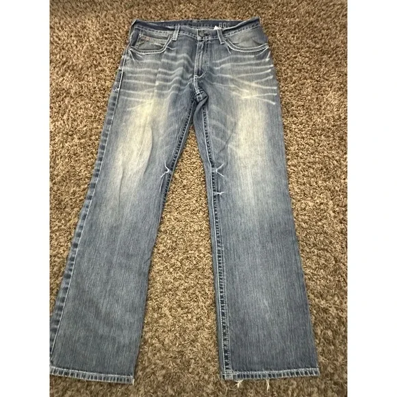 Ariat Jeans Mens Blue Relaxed Bootcut Cotton Denim Size 36X34 - Picture 4 of 5